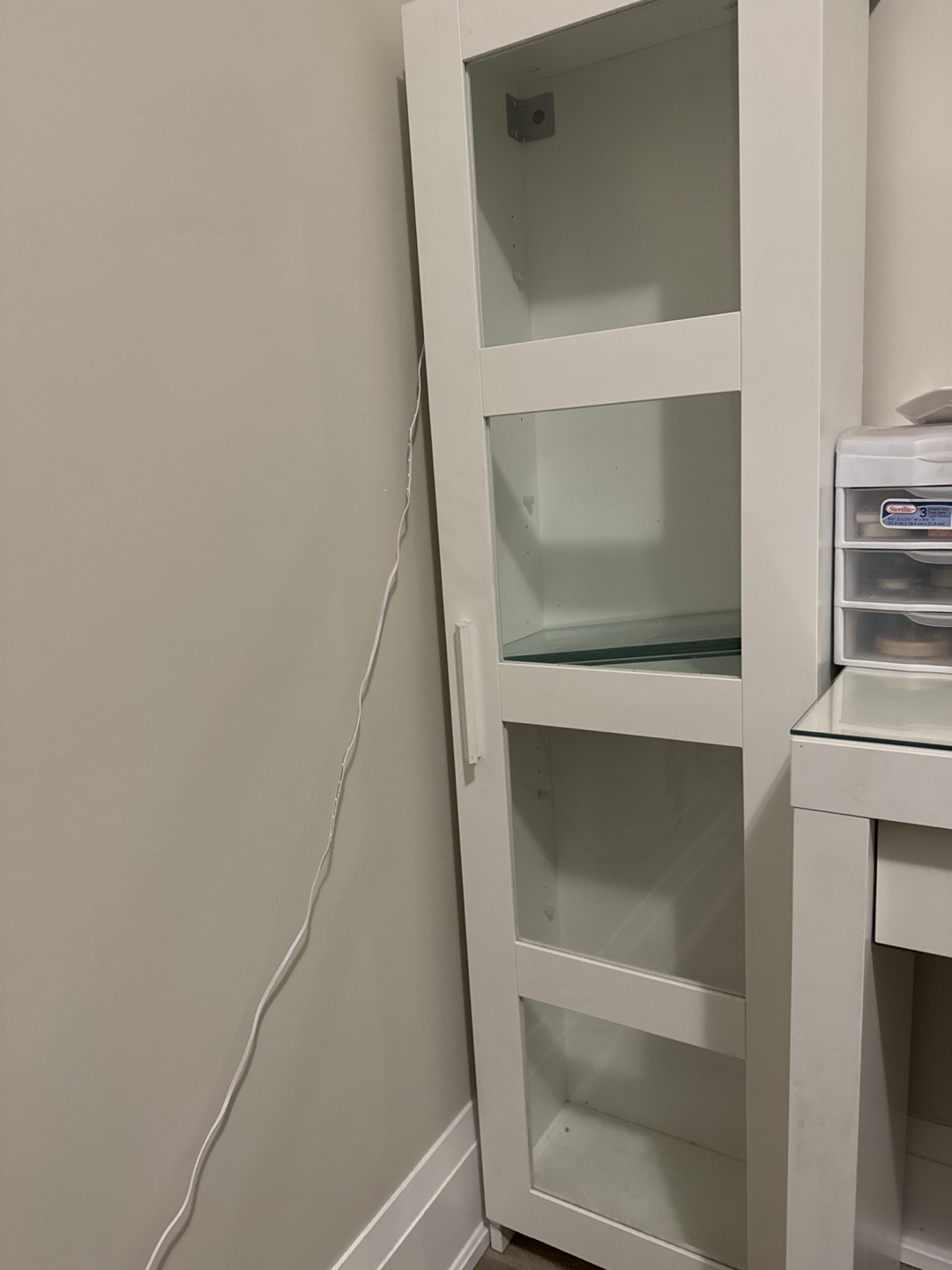 White Glass Door Cabinet