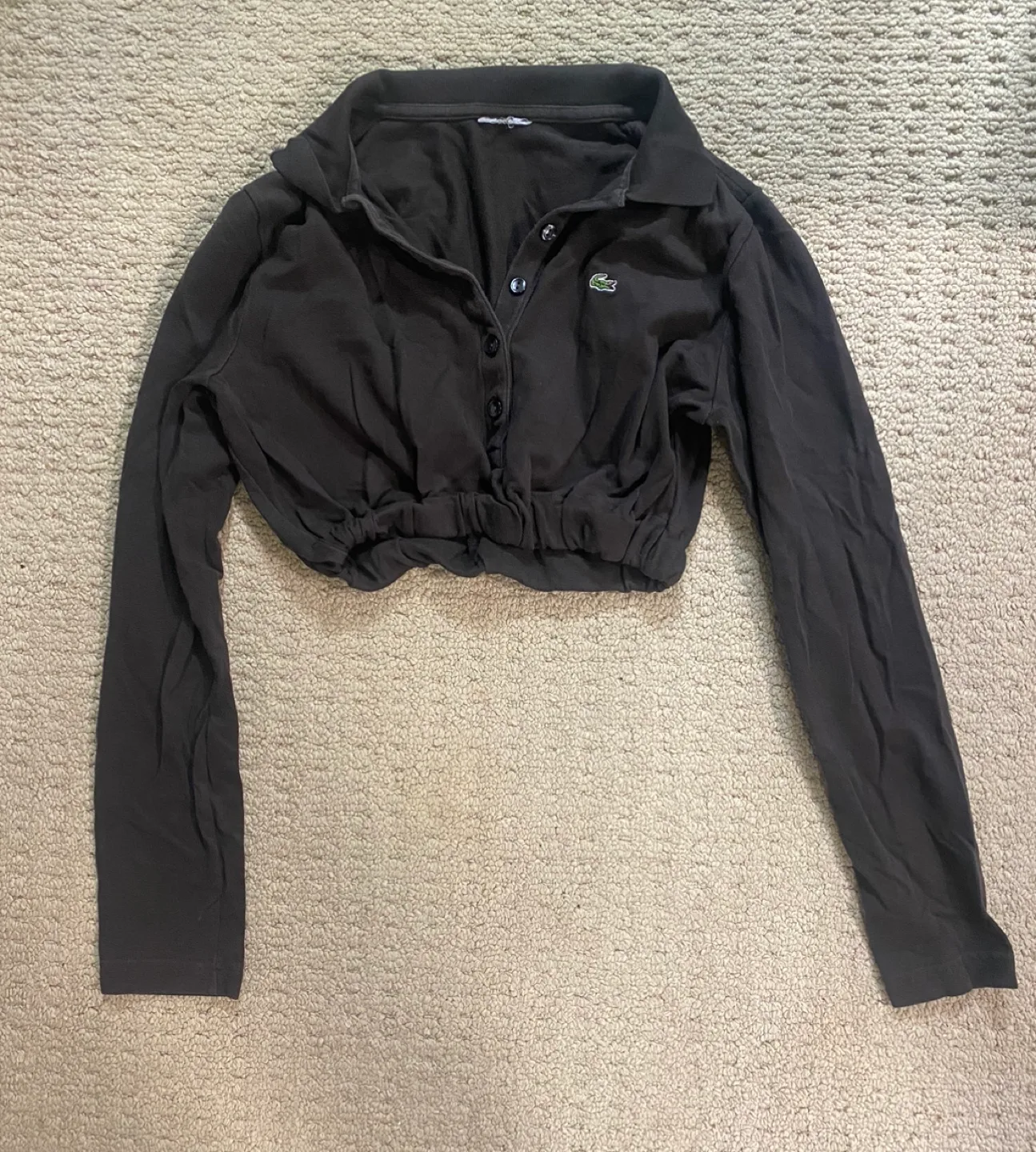 Lacoste Brown Cropped Long Sleeve Jumper image indicator(2)