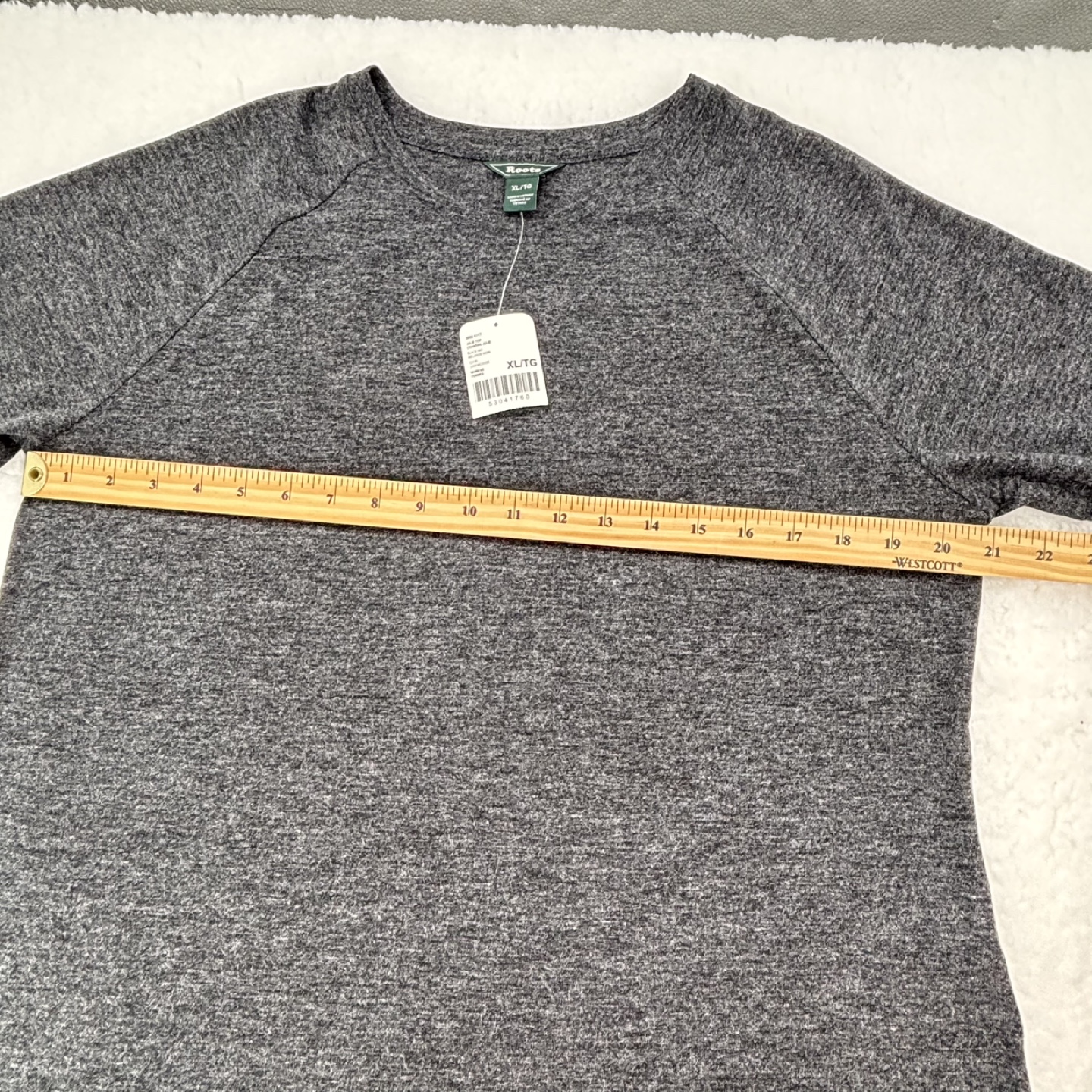 ROOTS WOMEN'S GREY JULIE LONG SLEEVES ROUND NECK TOP in XL - photo 3