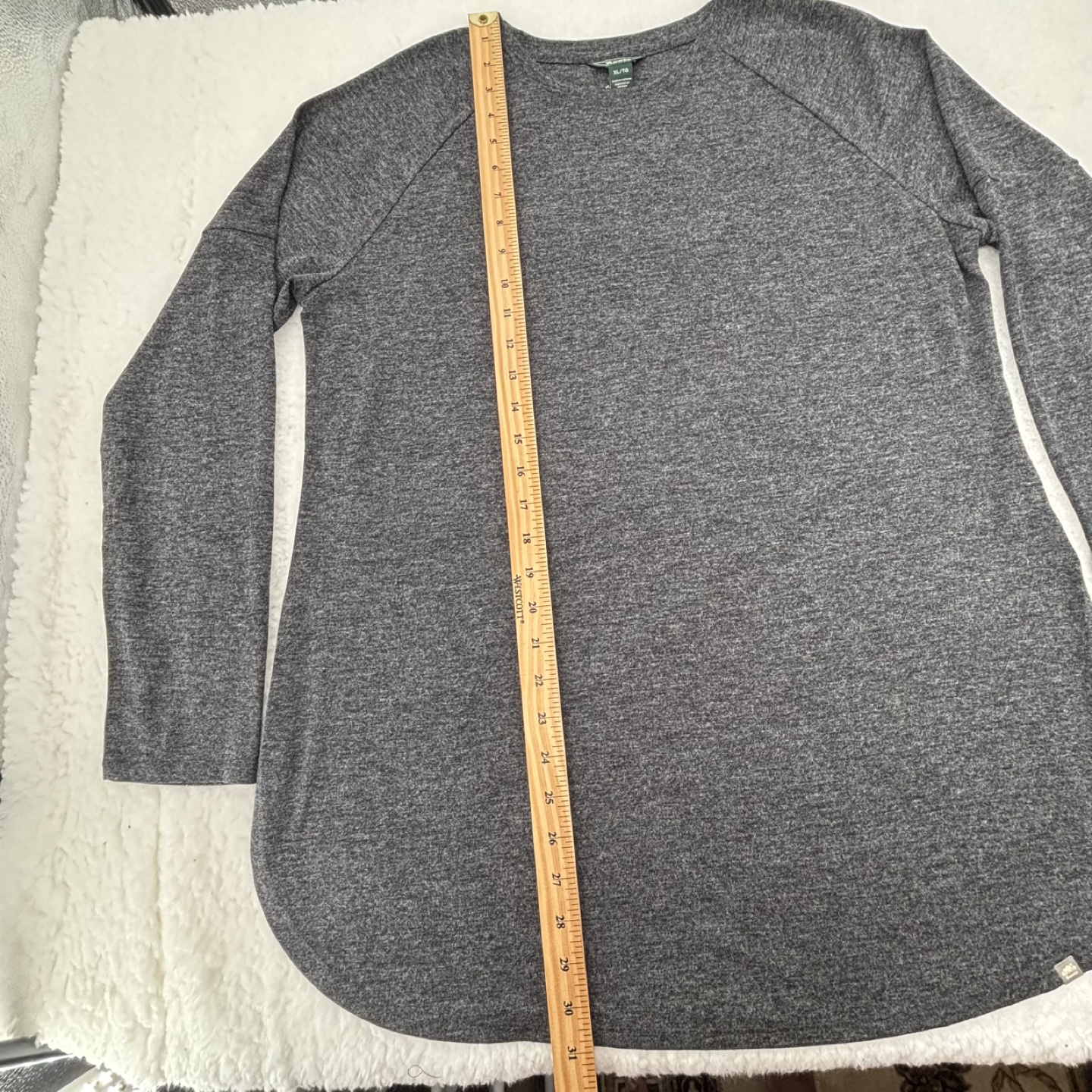 ROOTS WOMEN'S GREY JULIE LONG SLEEVES ROUND NECK TOP in XL - photo 2