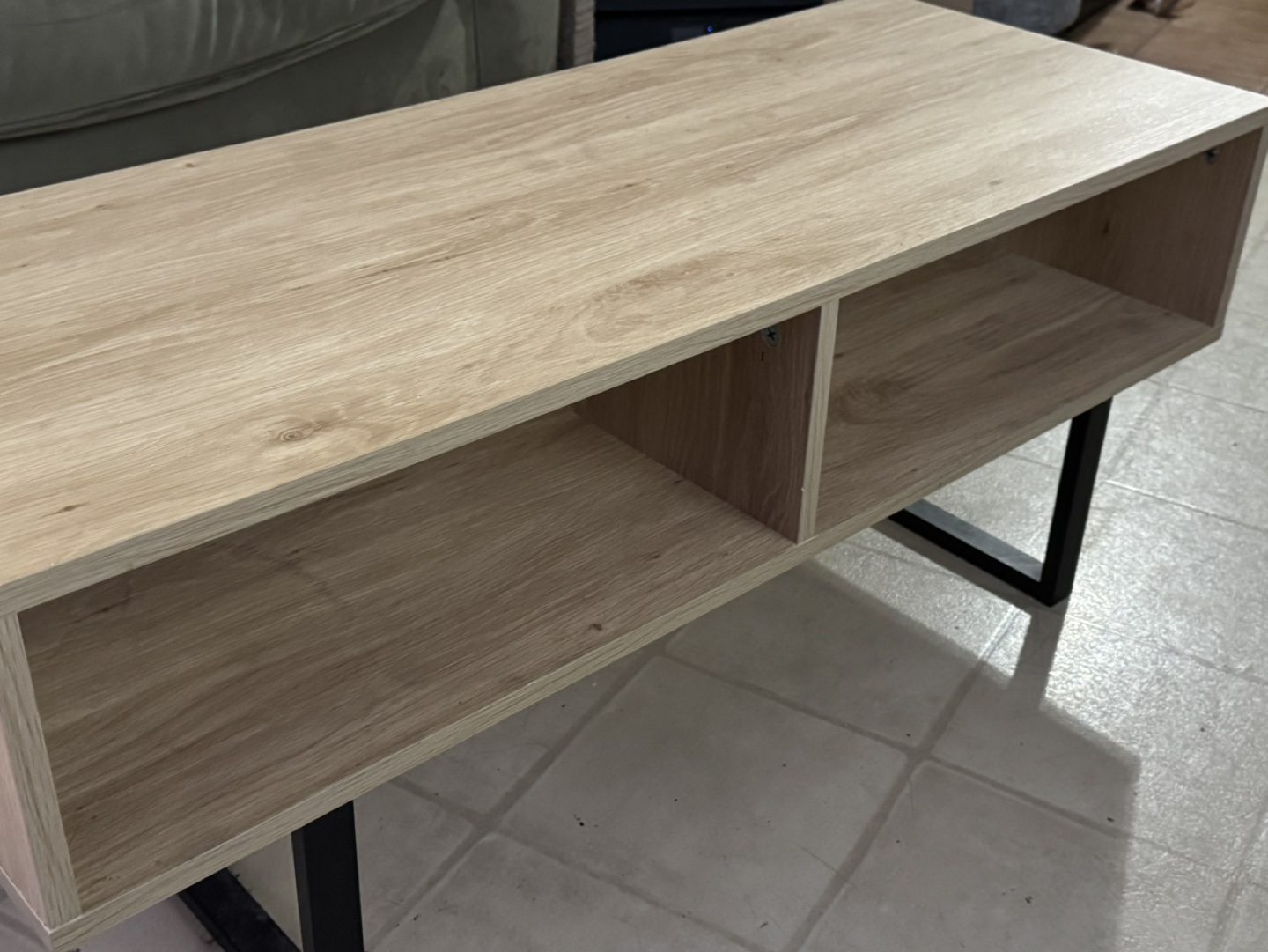 Wood Coffee Table with Black Metal Legs