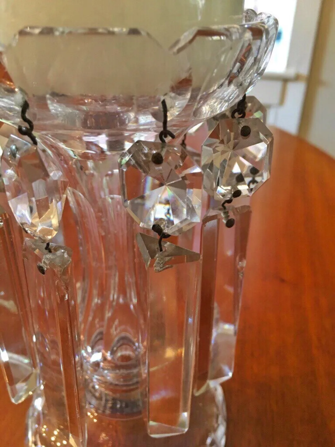 ONE beautiful antique vintage crystal candle holder(1930-1940) image indicator(3)