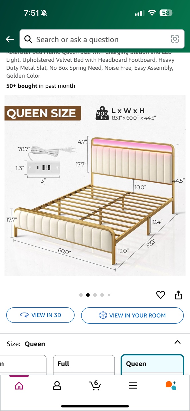 Queen Size Upholstered Bed Frame with Headboard
