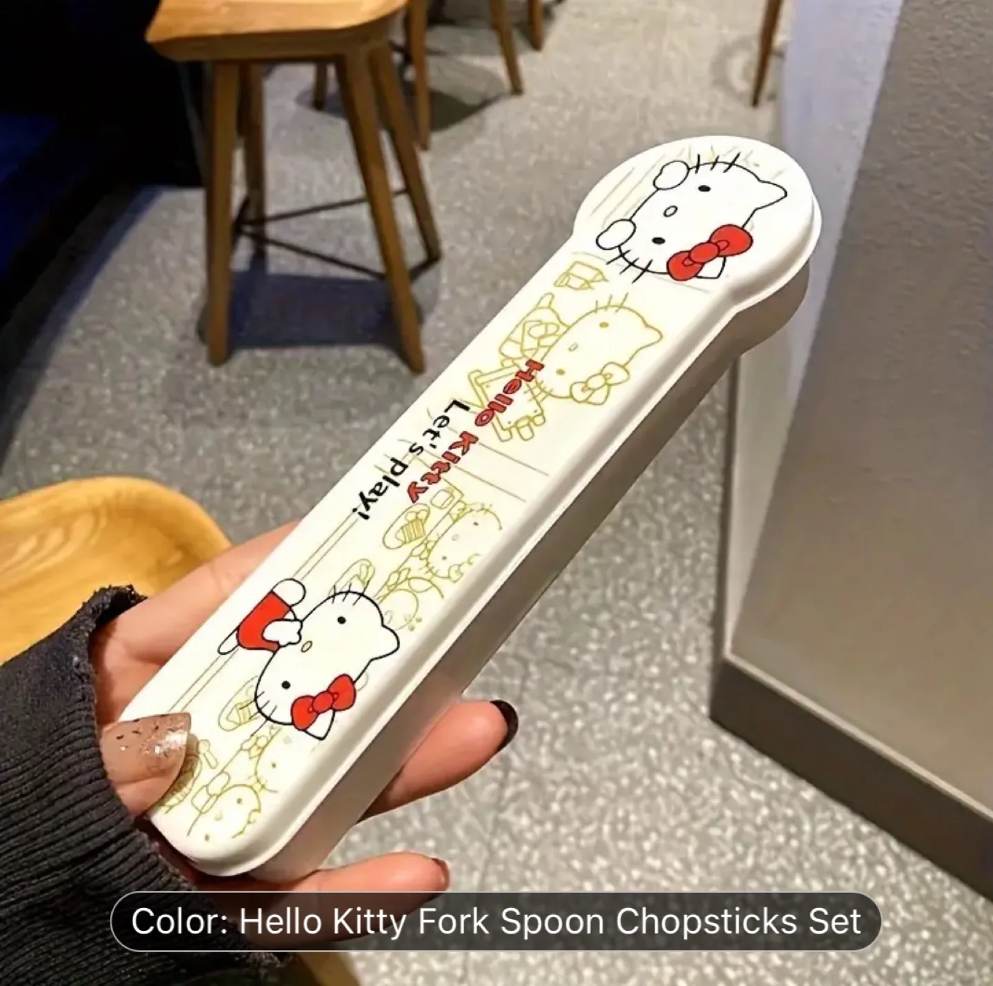 Hello Kitty Fork Spoon Chopsticks Set image indicator(5)