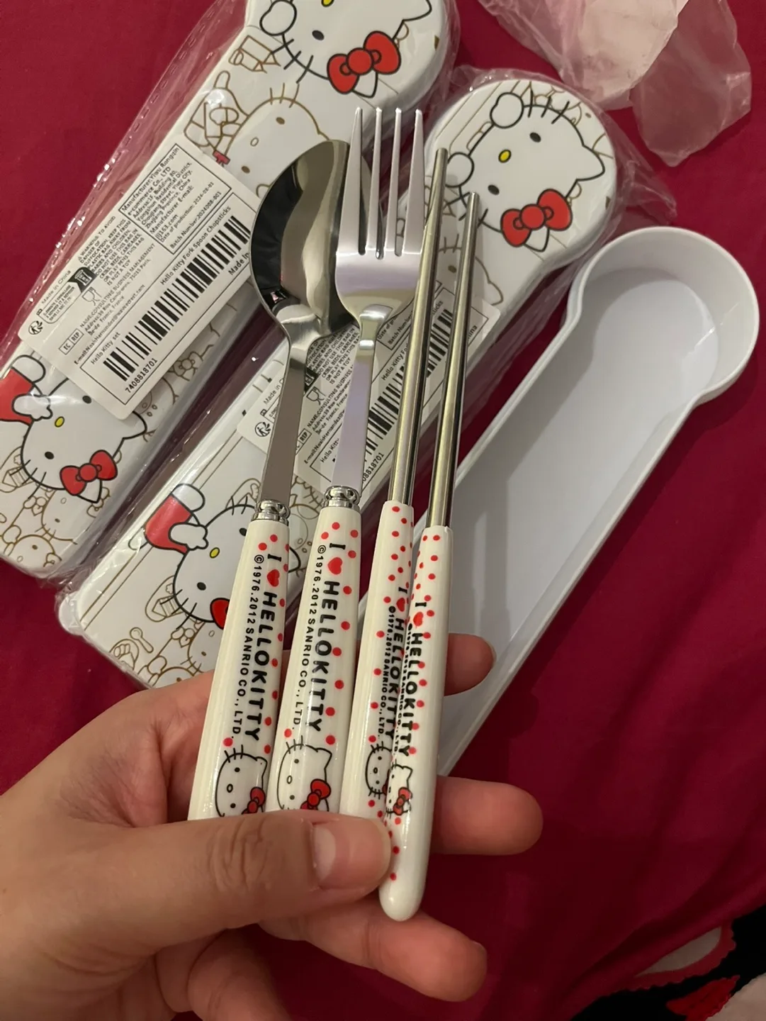 Hello Kitty Fork Spoon Chopsticks Set image indicator(4)