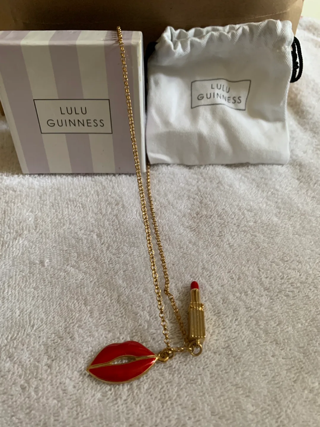 Lulu Guinness Gold Lipstick & Lips Necklace image indicator(2)