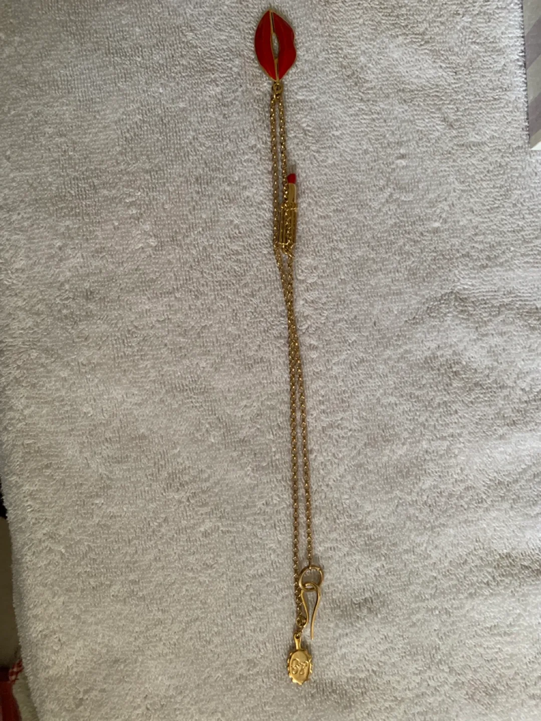 Lulu Guinness Gold Lipstick & Lips Necklace image indicator(5)