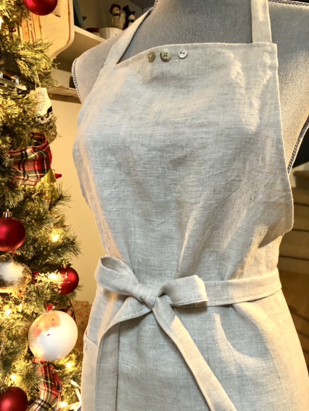One-Of-A-Kind Linen Apron with Pocket