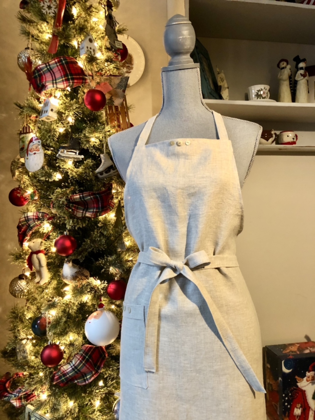 One-Of-A-Kind Linen Apron with Pocket - photo 3