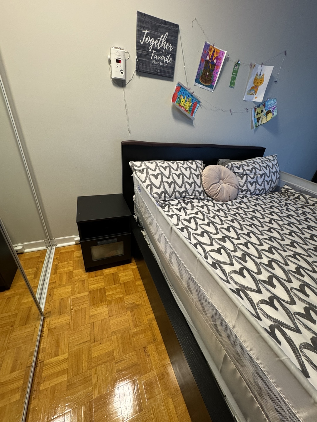 Queen size ikea MALM bed with storage + nightstands + mattress - photo 2