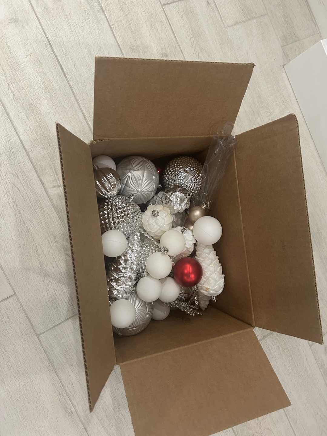 Christmas Ornaments - White, Silver and Red