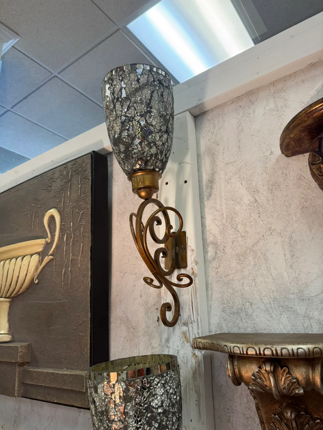 Set of 2 Mosaic  Wall Candles Holder image indicator(3)