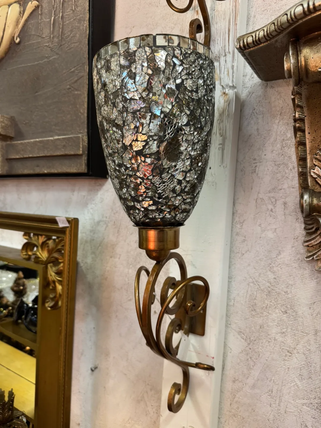 Set of 2 Mosaic  Wall Candles Holder image indicator(2)