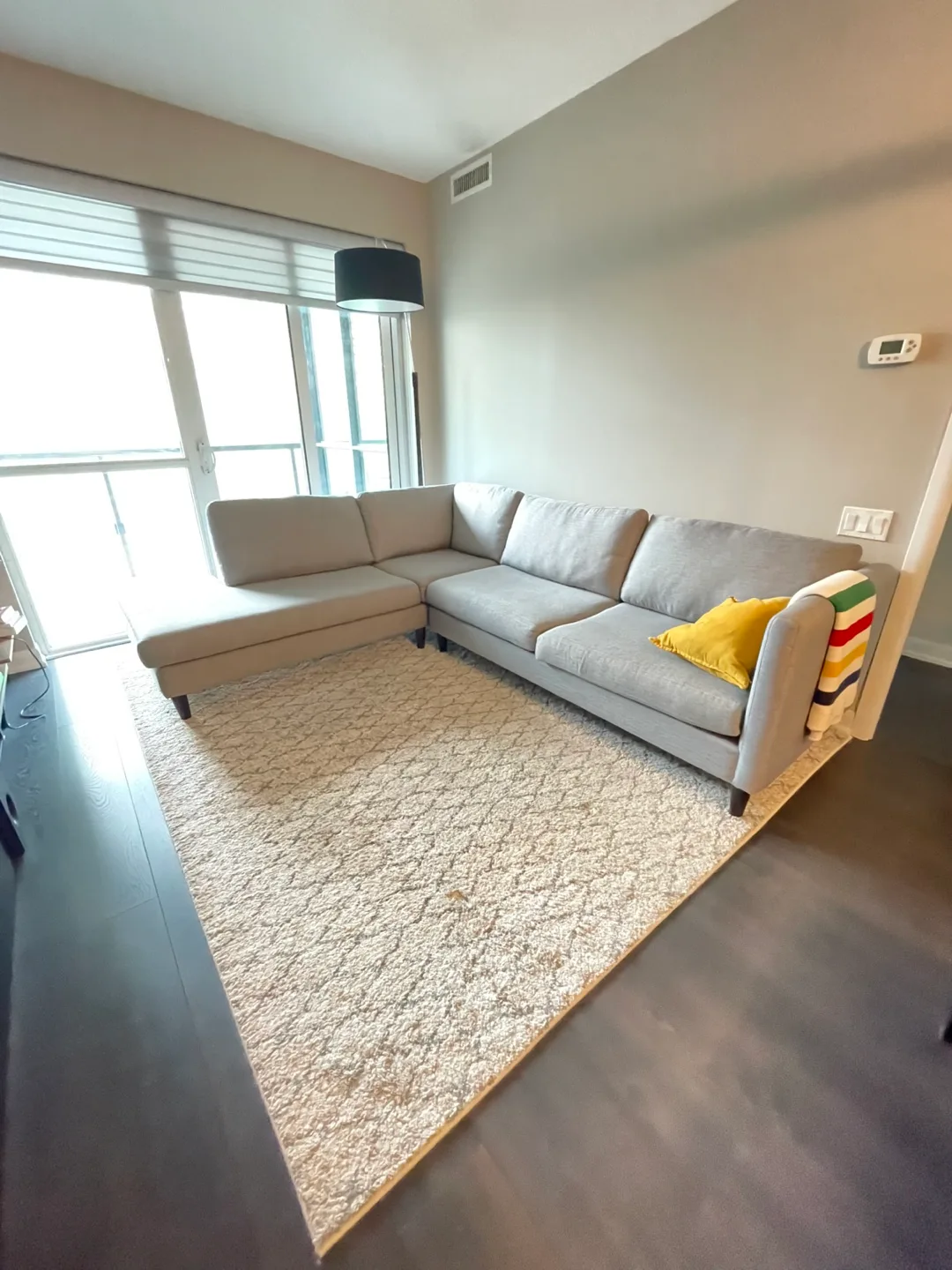 Beige with grey pattern area rug/carpet