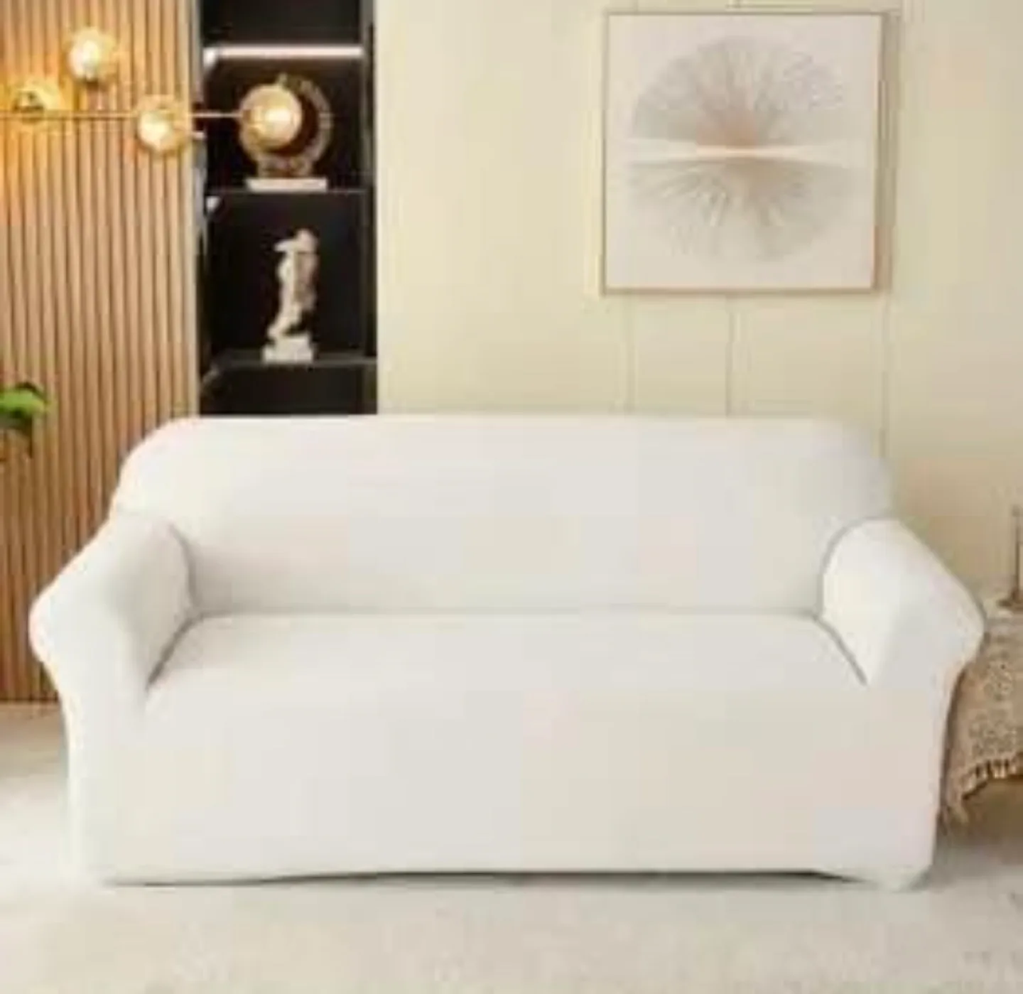 1Pc Stretch Sofa Cover 4 Seater / White image indicator(5)