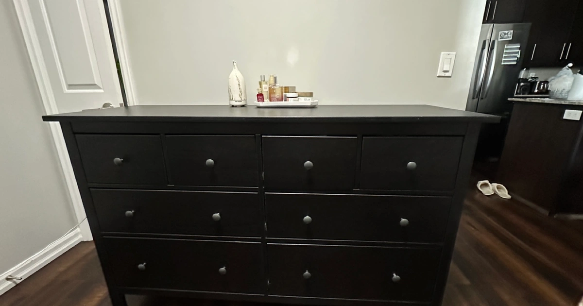hemnes 8-drawer dresser black-brown IKEA Hemnes Black Brown 8 Drawer Dresser Secondhand Furniture Sydney