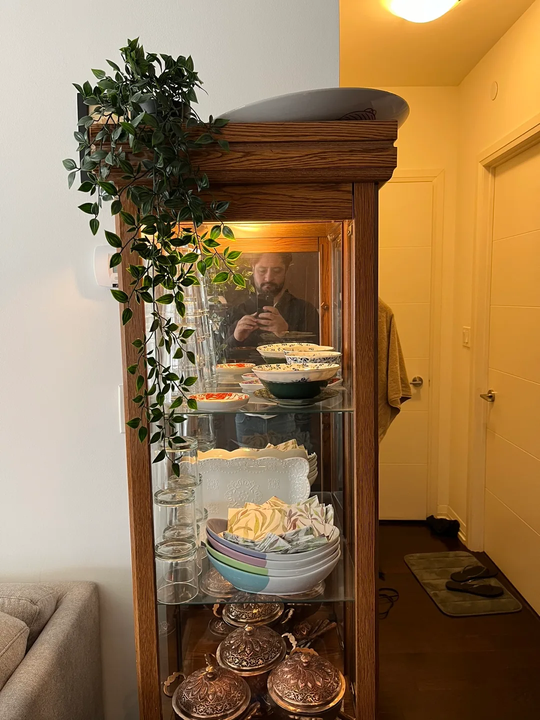 Wooden Display Cabinet with Glass Shelves image indicator(3)