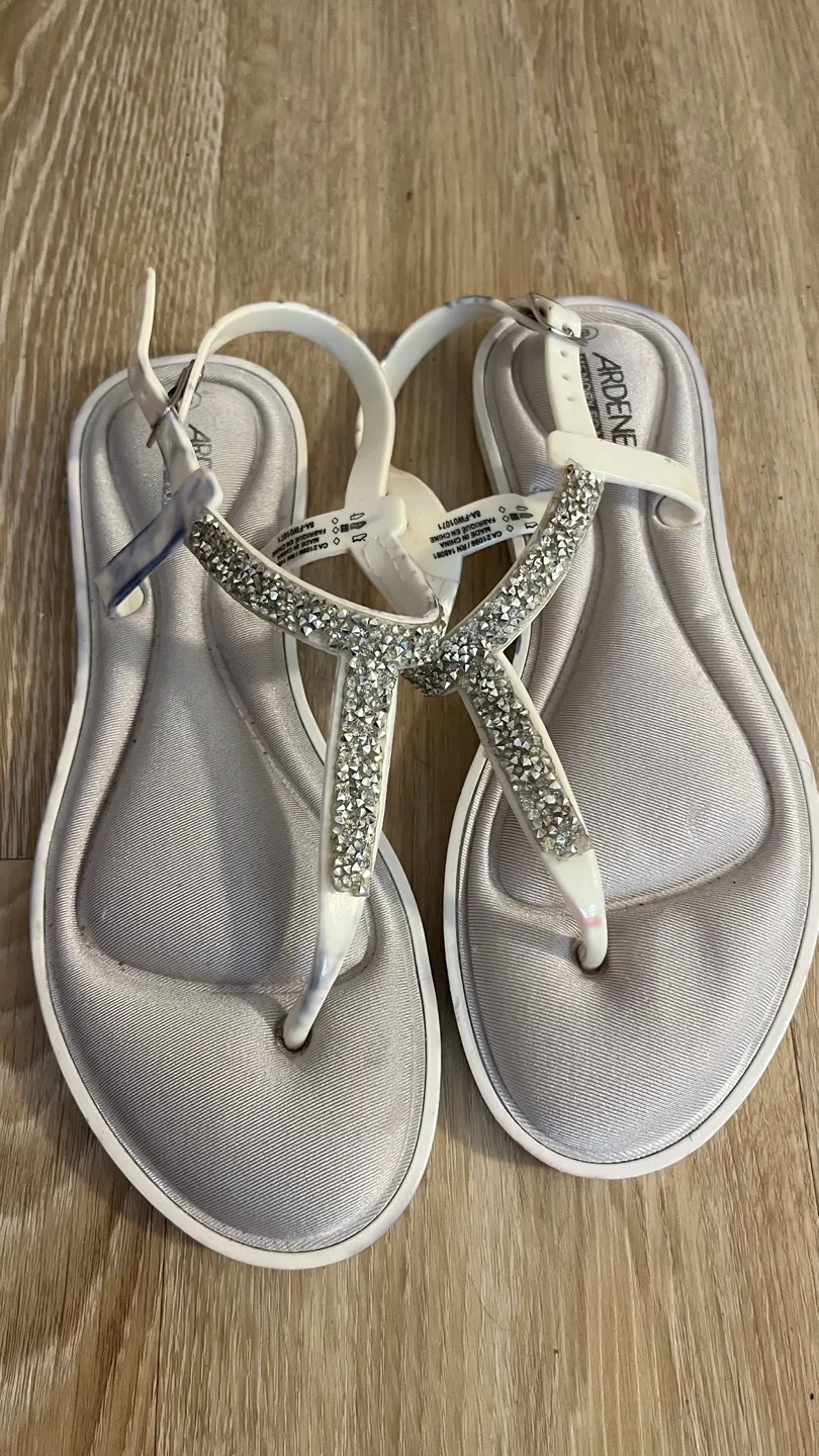 White Rhinestone Sandals thumbnail