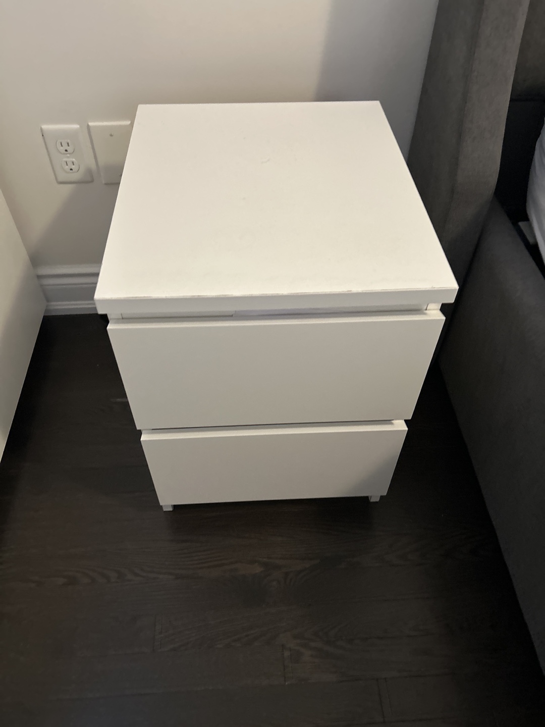 White Nightstand with 2 Drawers