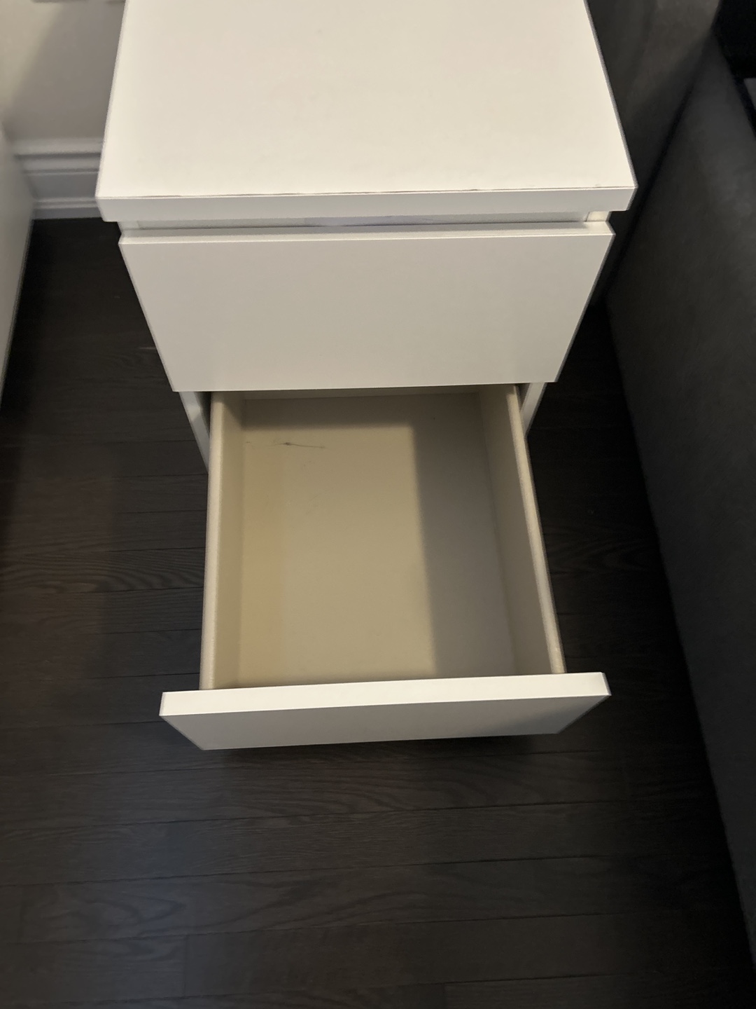White Nightstand with 2 Drawers - photo 2