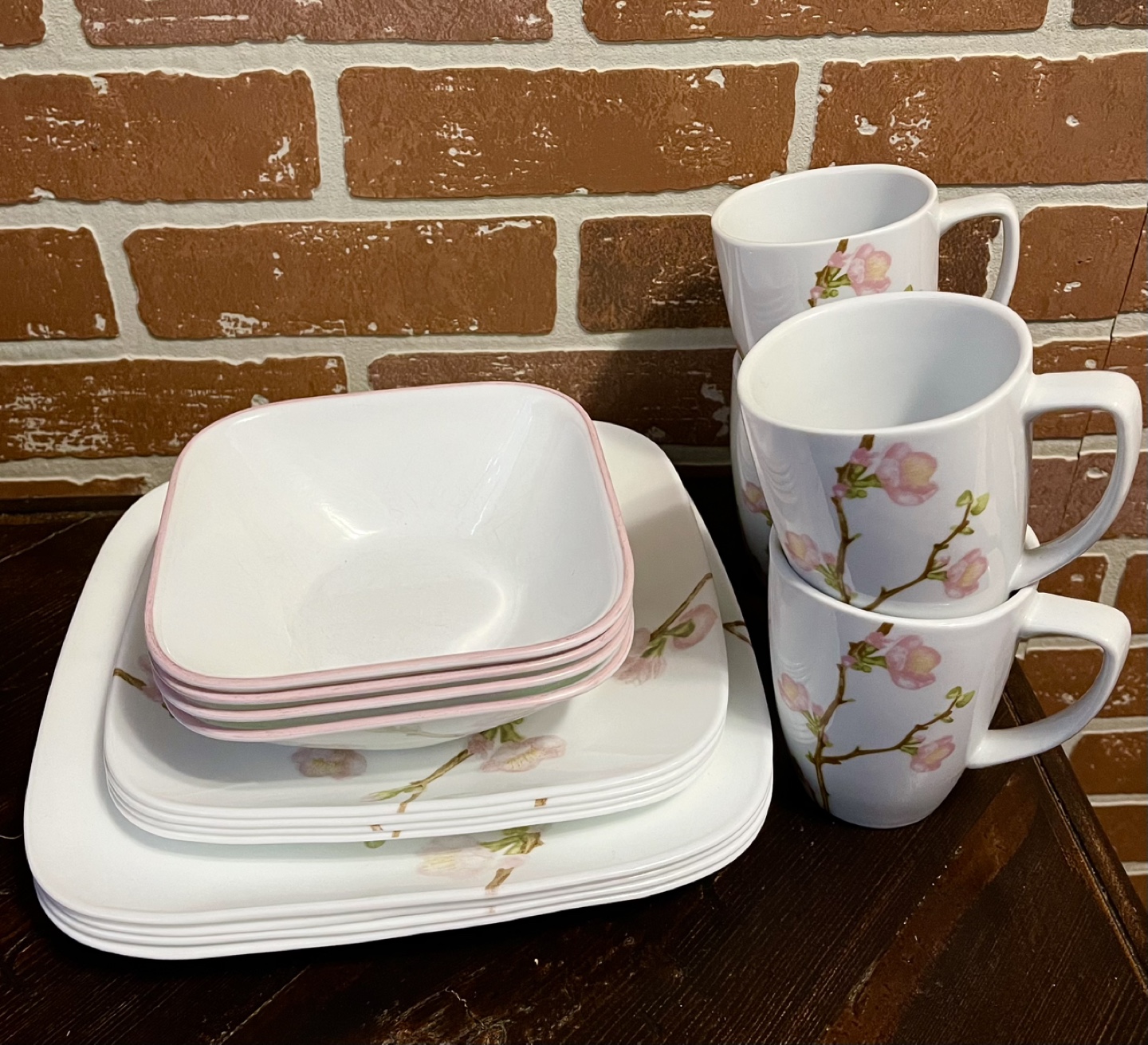 Corelle 16-Piece Dinnerware Set with Pink Flowers