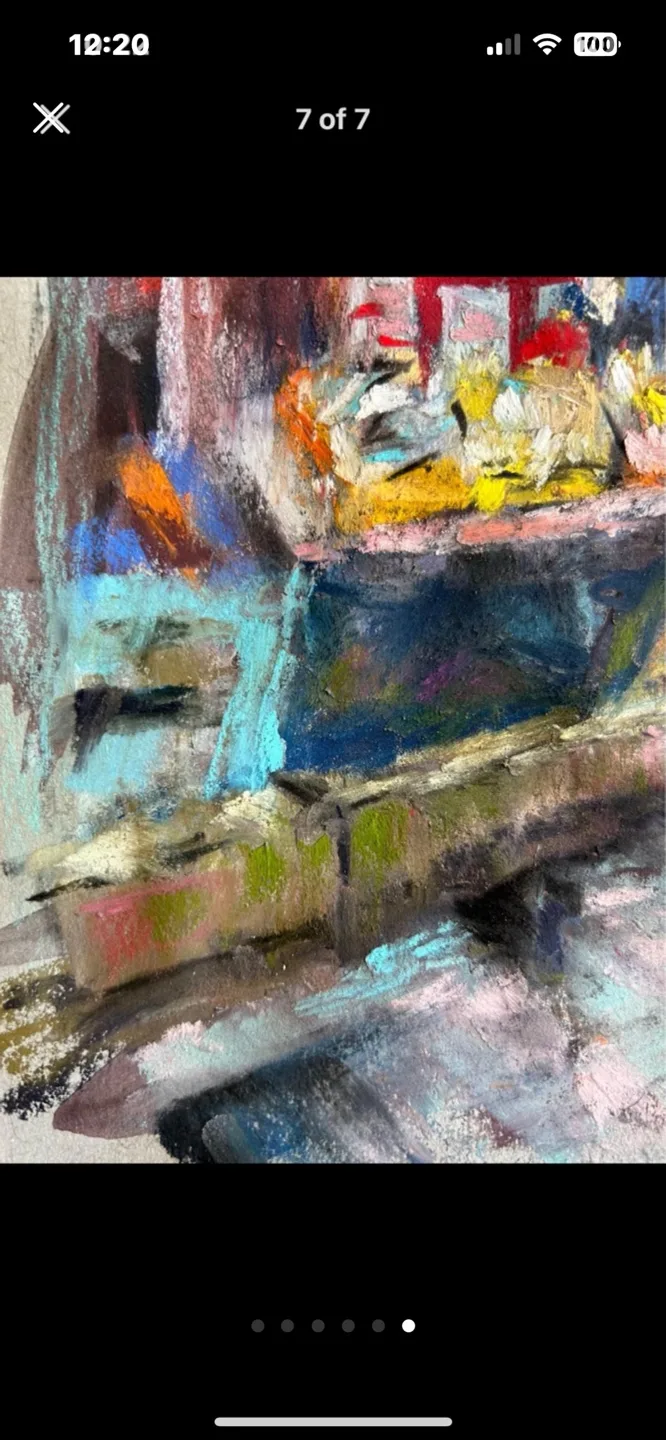 “Fish Market” original pastel painting image indicator(6)