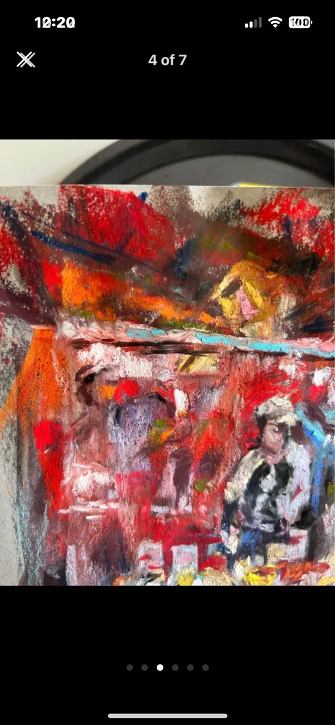 “Fish Market” original pastel painting image indicator(3)