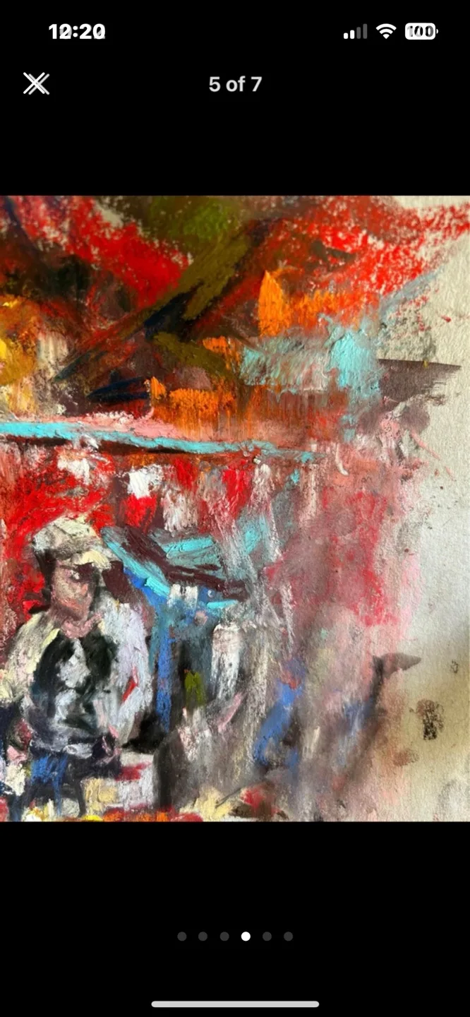 “Fish Market” original pastel painting image indicator(4)