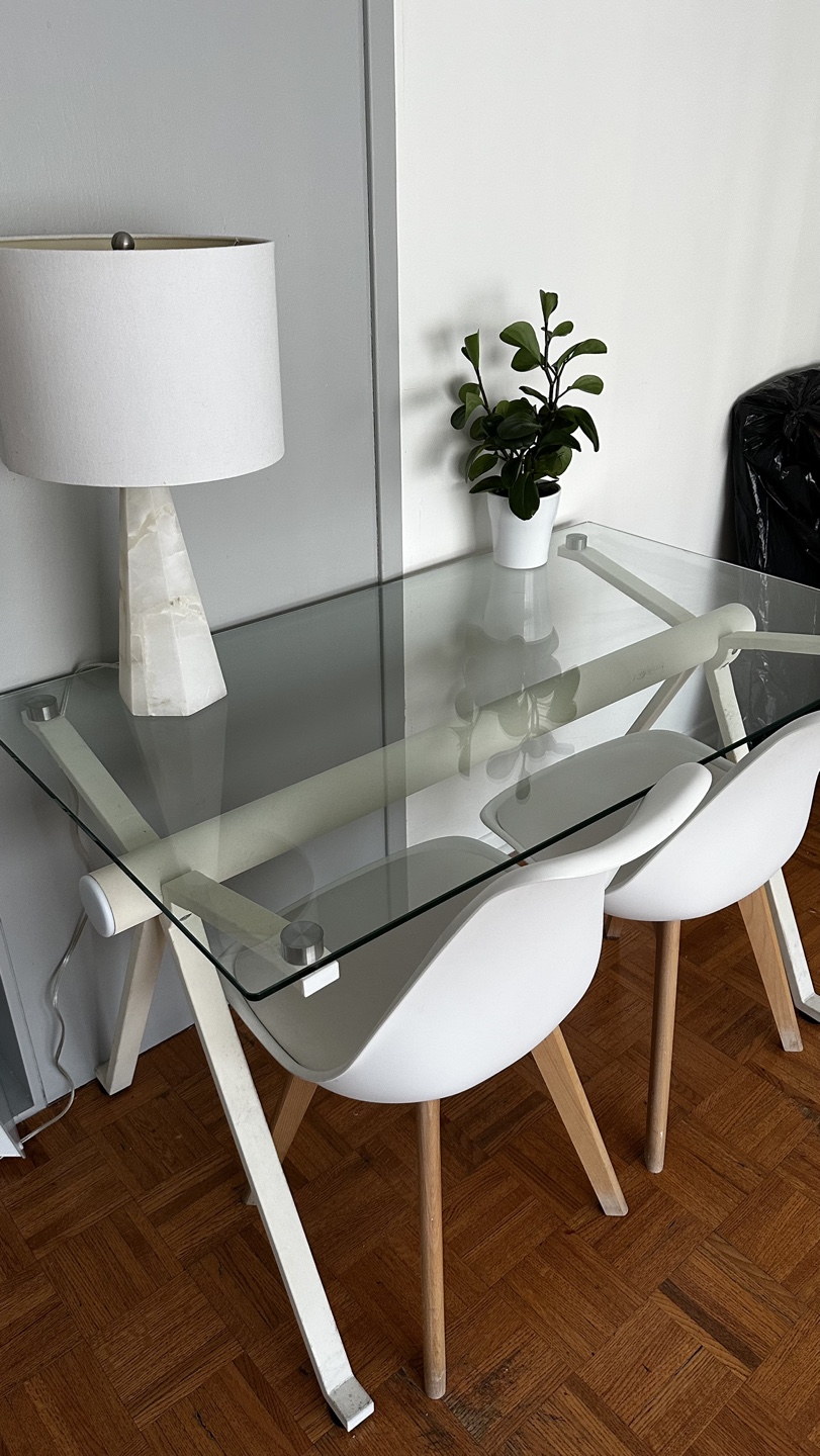 Glass Desk with Two Chairs - photo 2