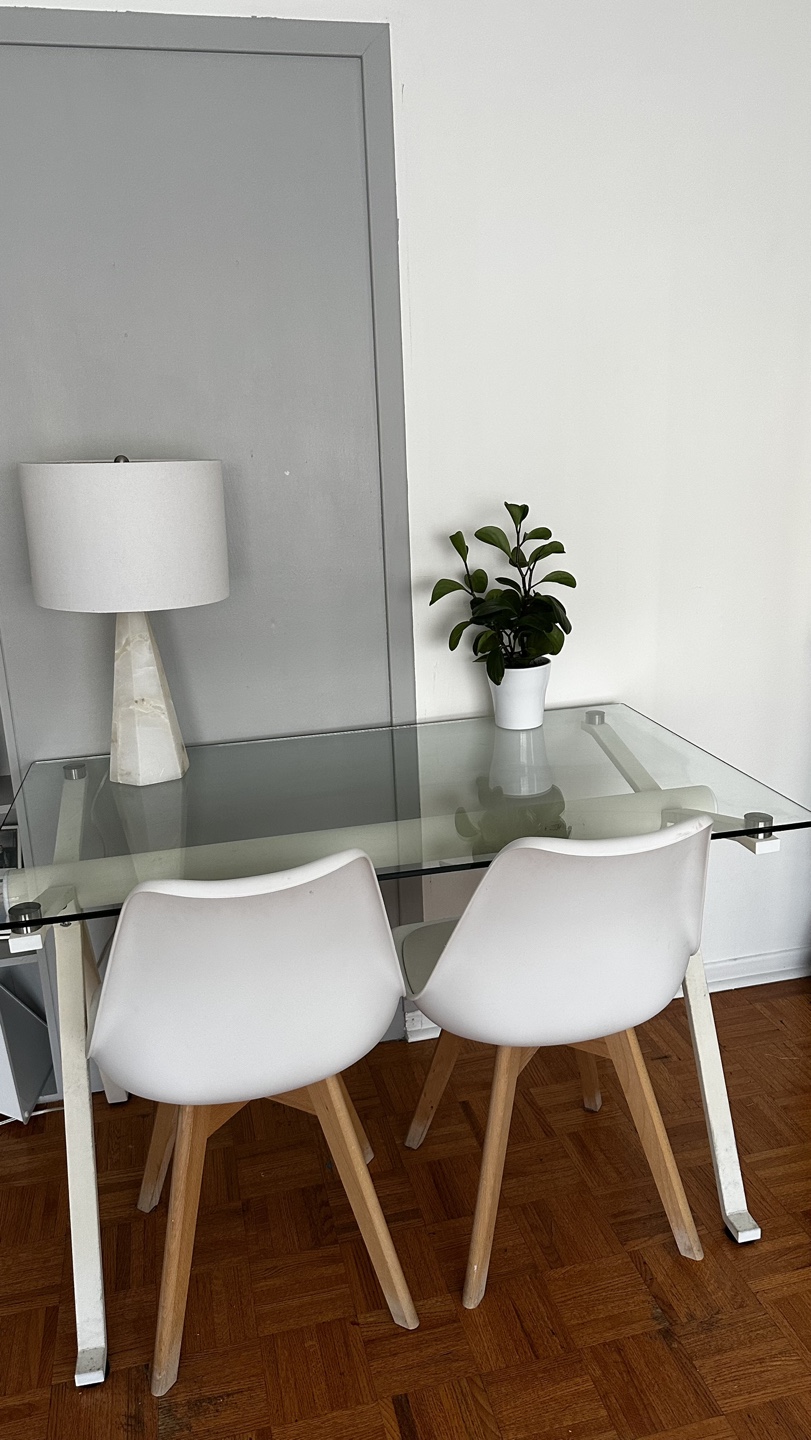 Glass Desk with Two Chairs