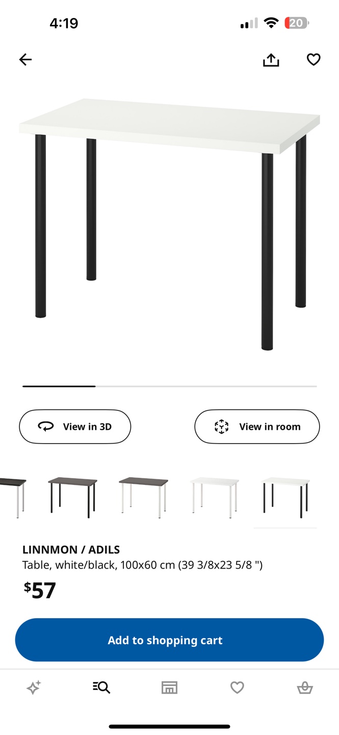 Ikea white table with black legs