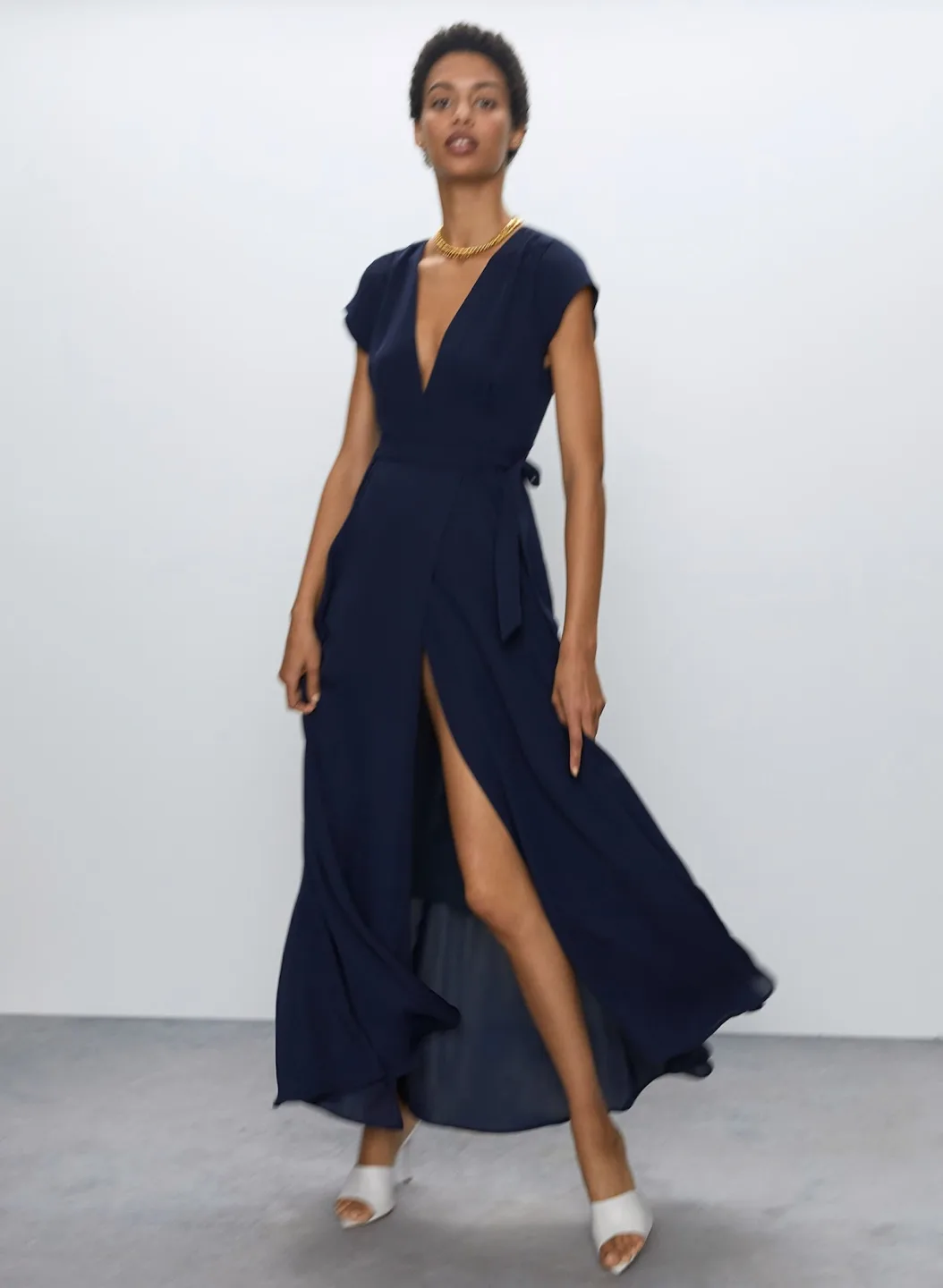 Babaton Navy Wrap Dress XS thumbnail