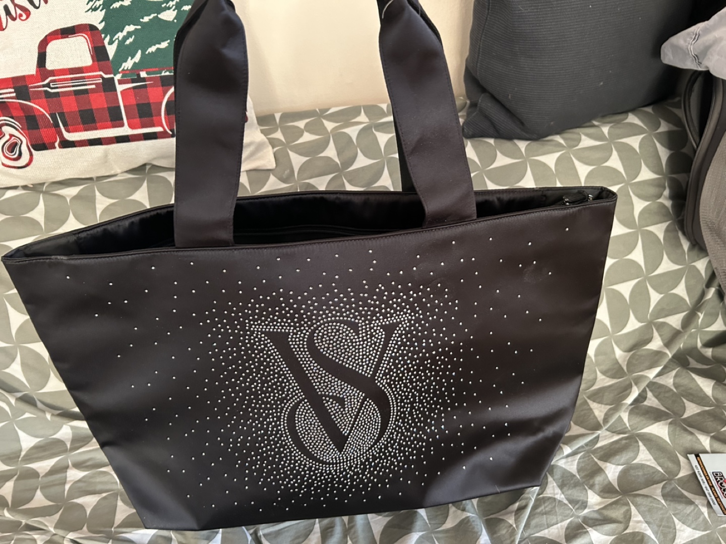 Victoria's Secret Black Tote Bag with Rhinestones - photo 3