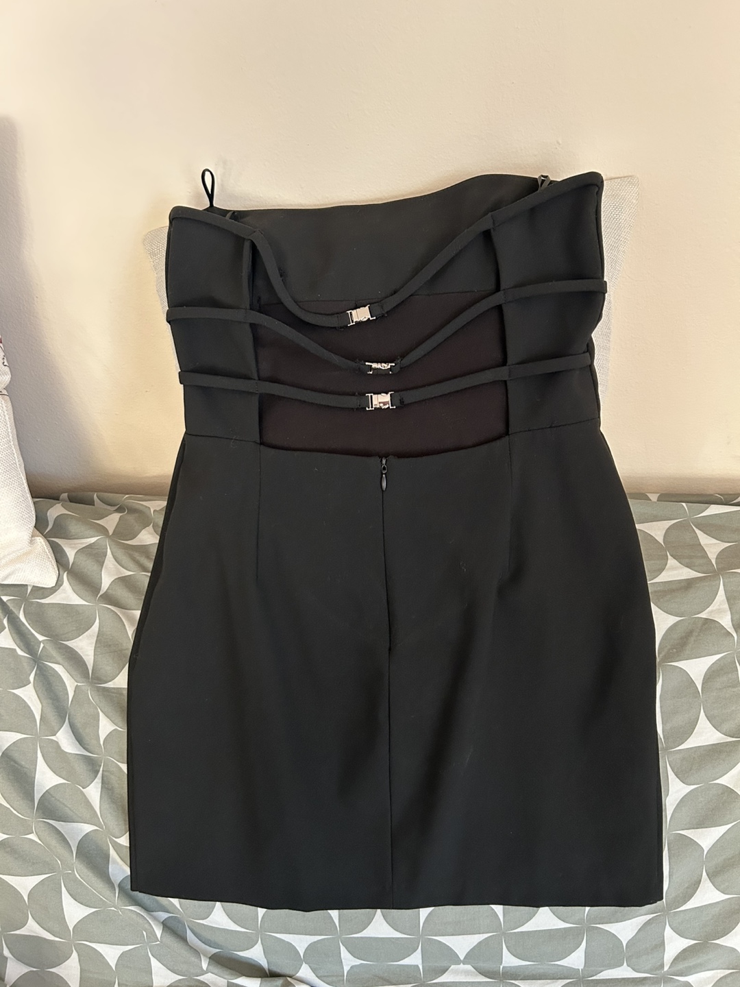 Black Strapless Mini Dress with Cutout Back - photo 2