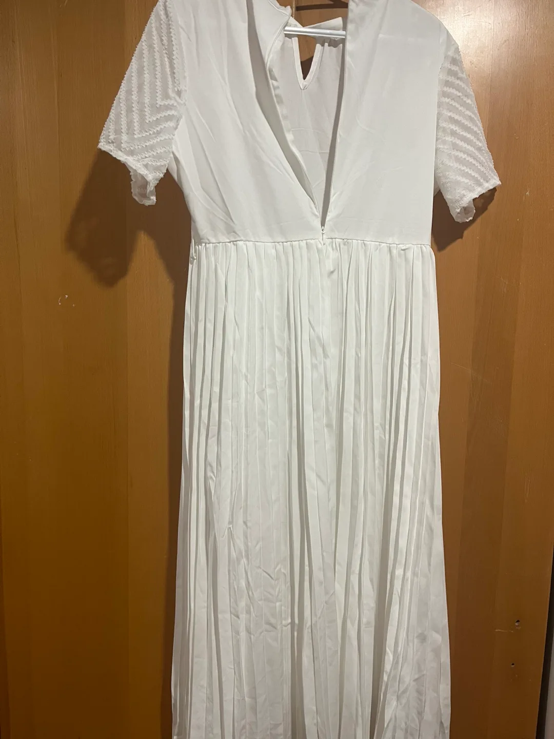 White Pleated Midi Dress image indicator(2)