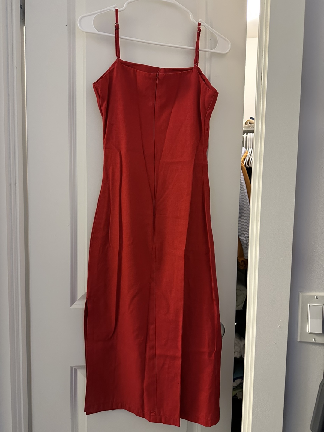Red Midi Linen Dress - fits XS - photo 3