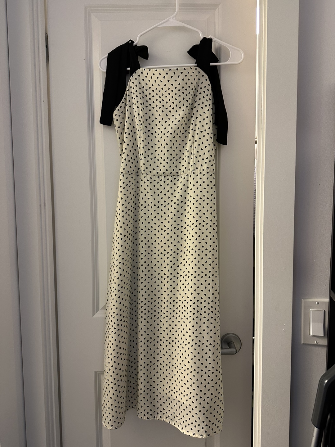 White and Black Heart Print Dress