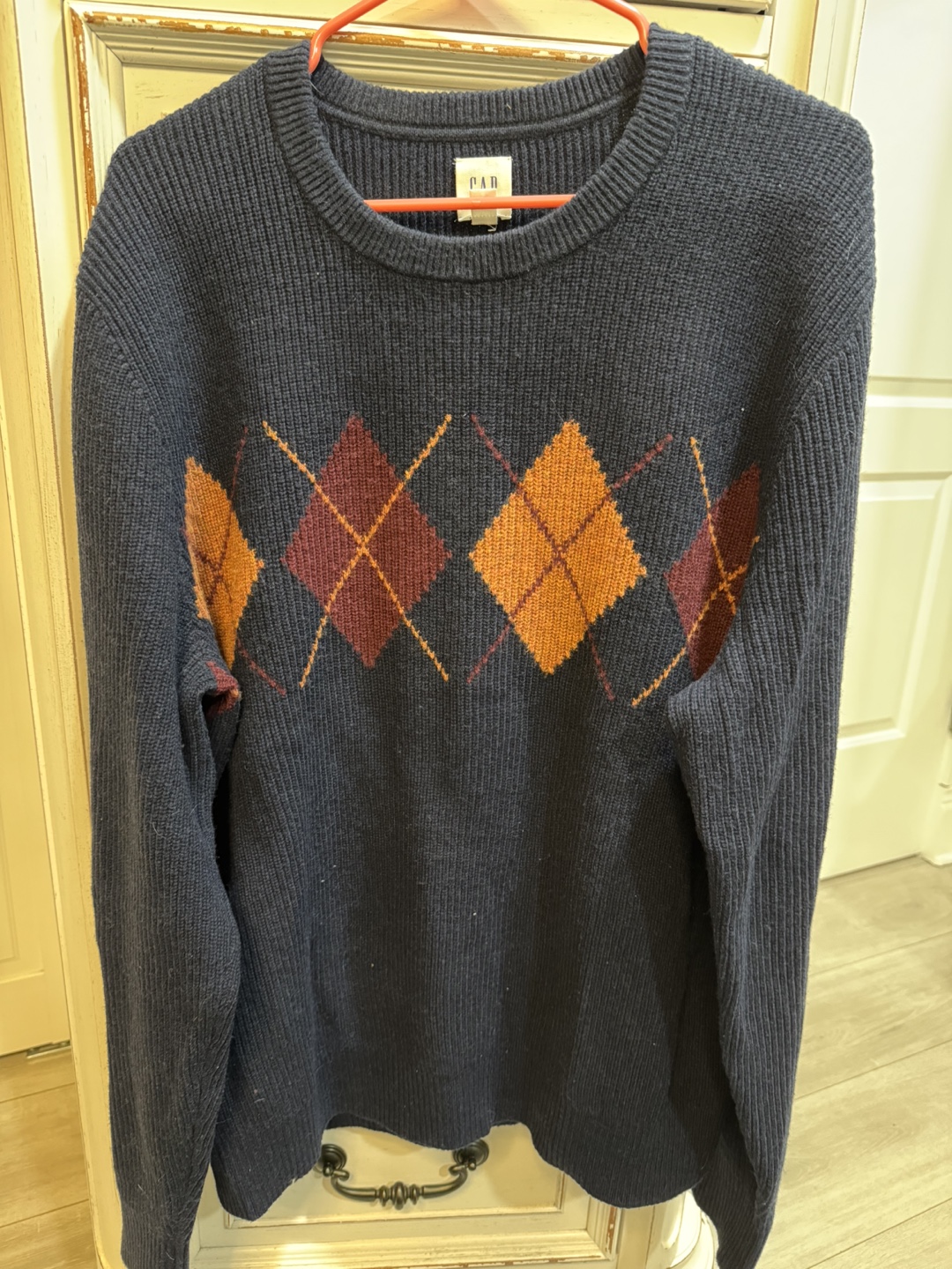 Gap Men's Navy Blue Diamond Pattern Sweater