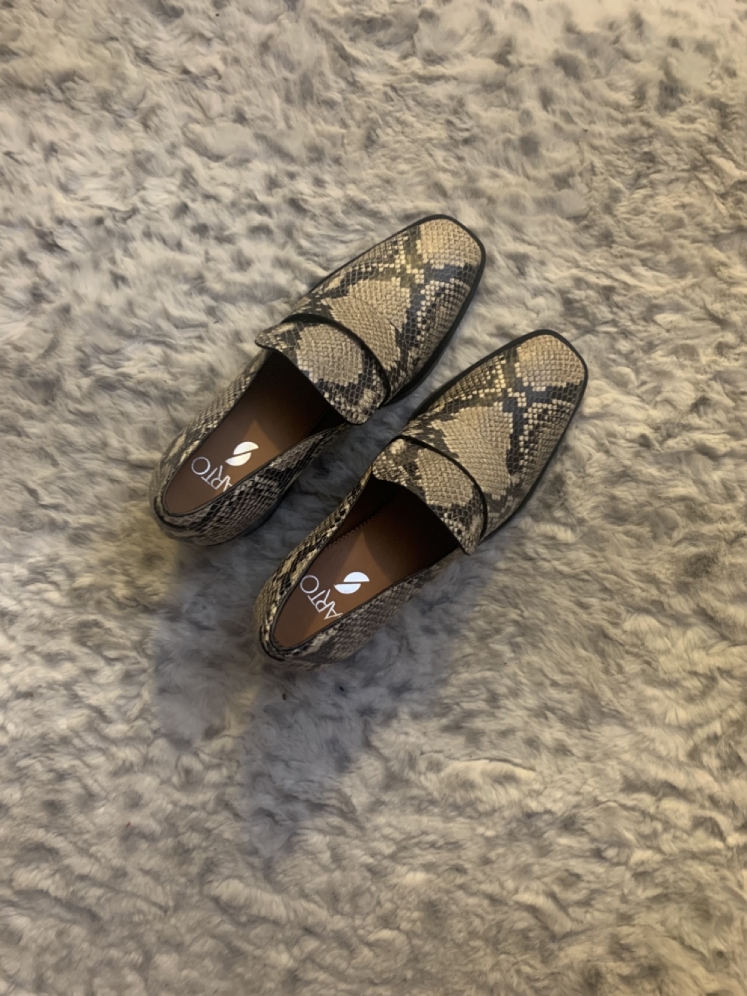 Franco Sarto Snake Print Block Heel Loafers