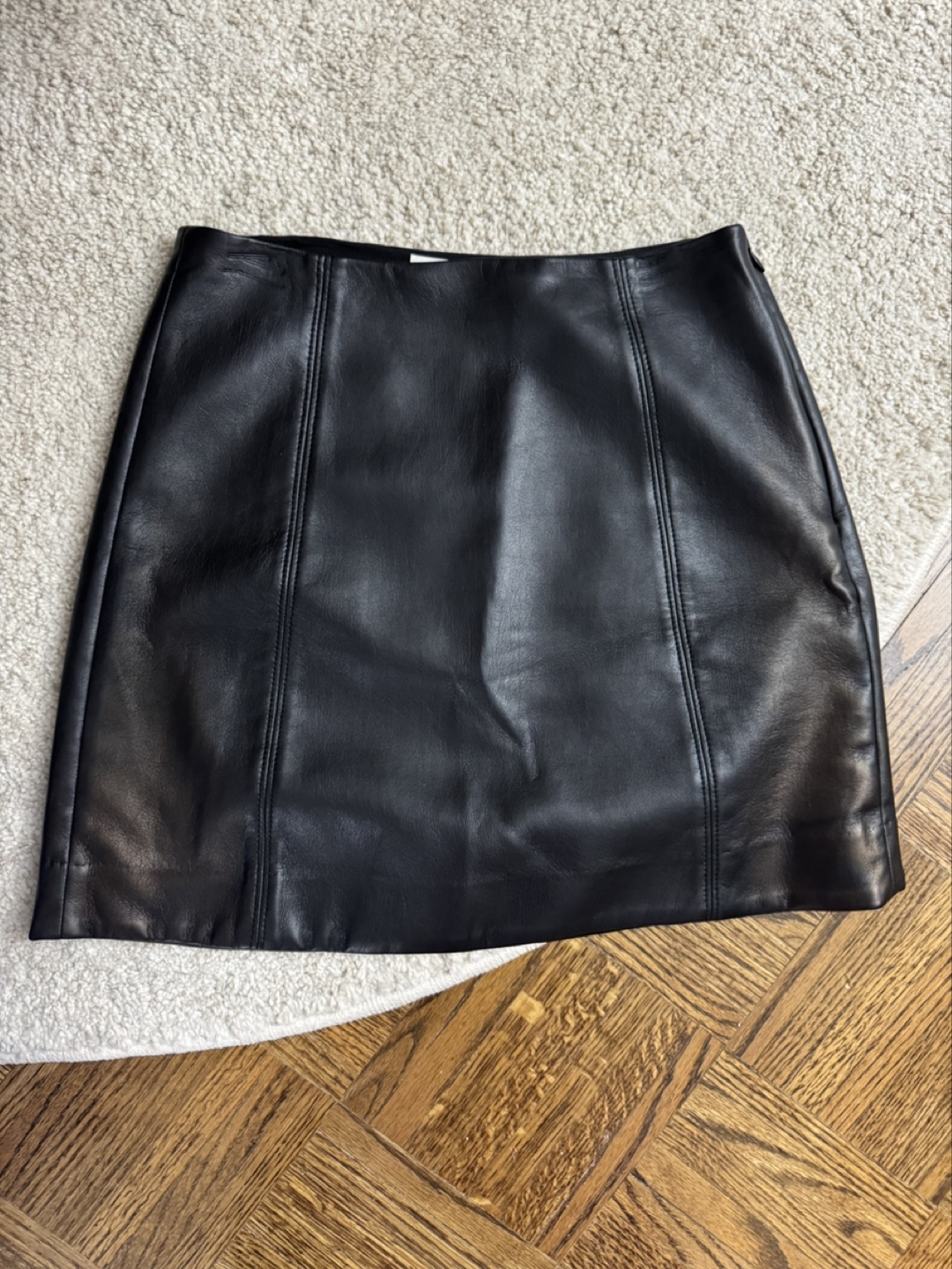 Babaton Black Leather Mini Skirt