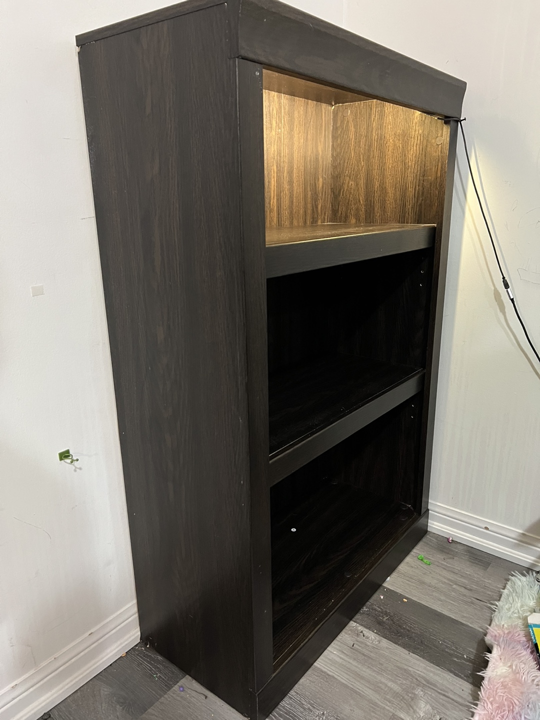 Black Bookcase with Lights