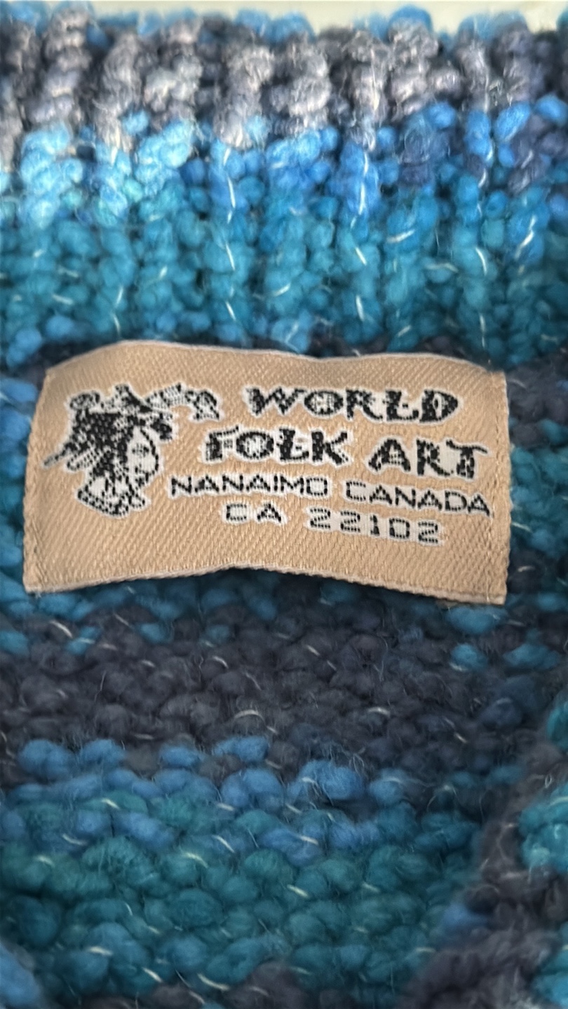 World Folk Art Blue and Grey Knit Cardigan - photo 5