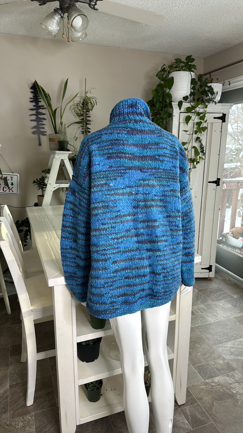 World Folk Art Blue and Grey Knit Cardigan - photo 2