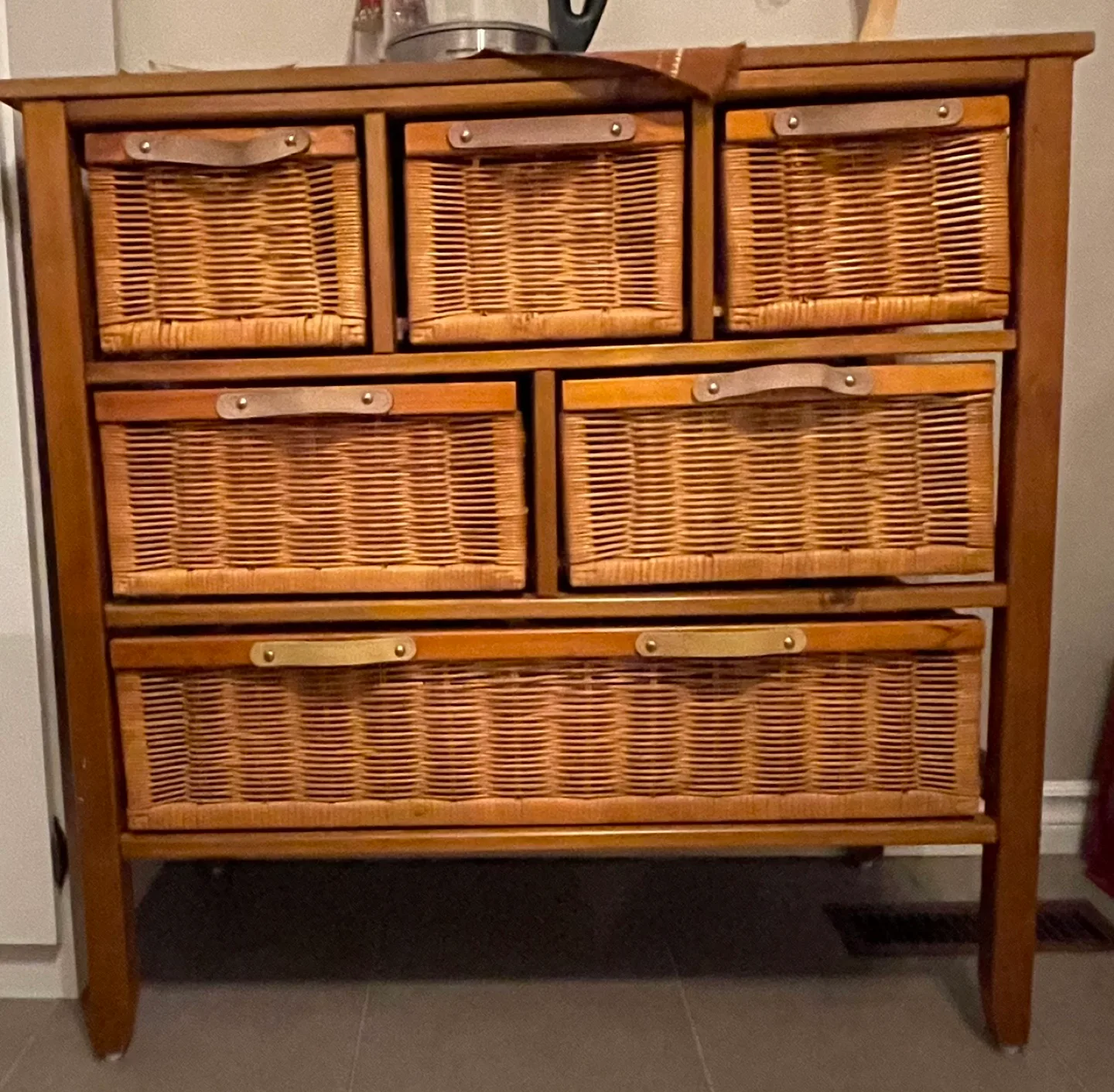 Wicker Drawer Storage Cabinet