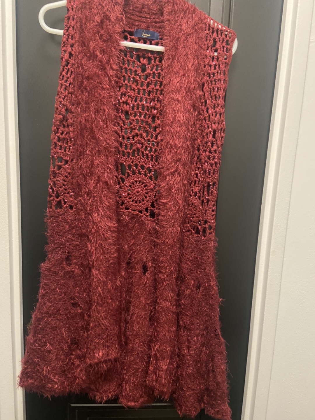Red crochet vest