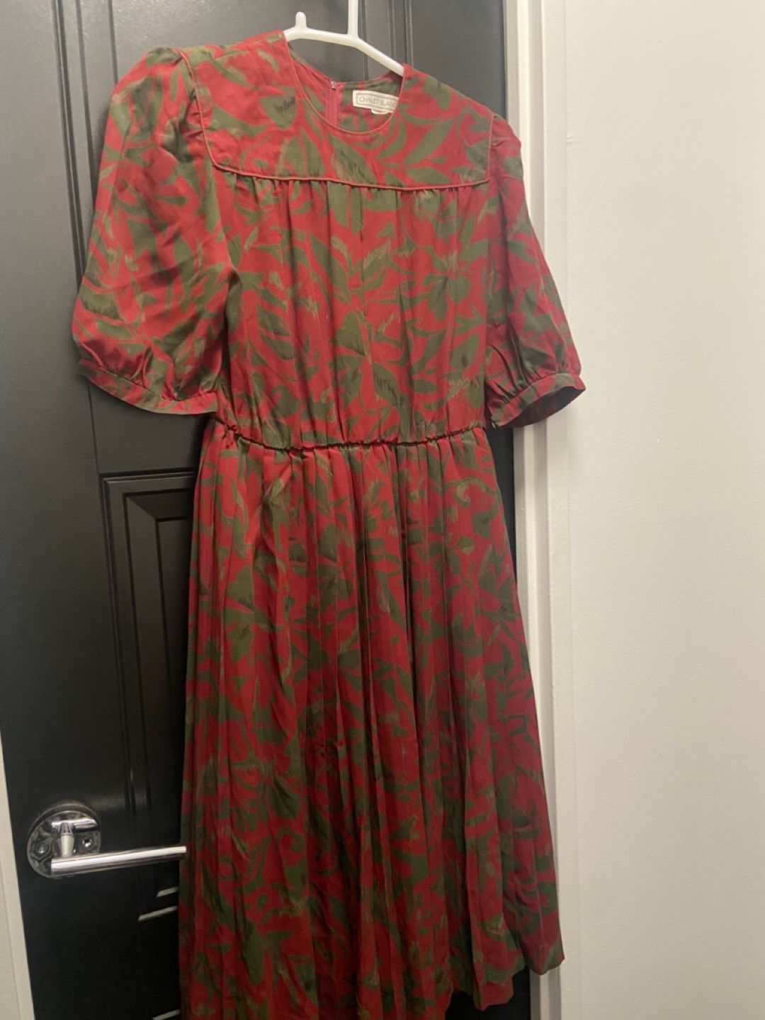Vintage red and green floral midi dress - photo 4