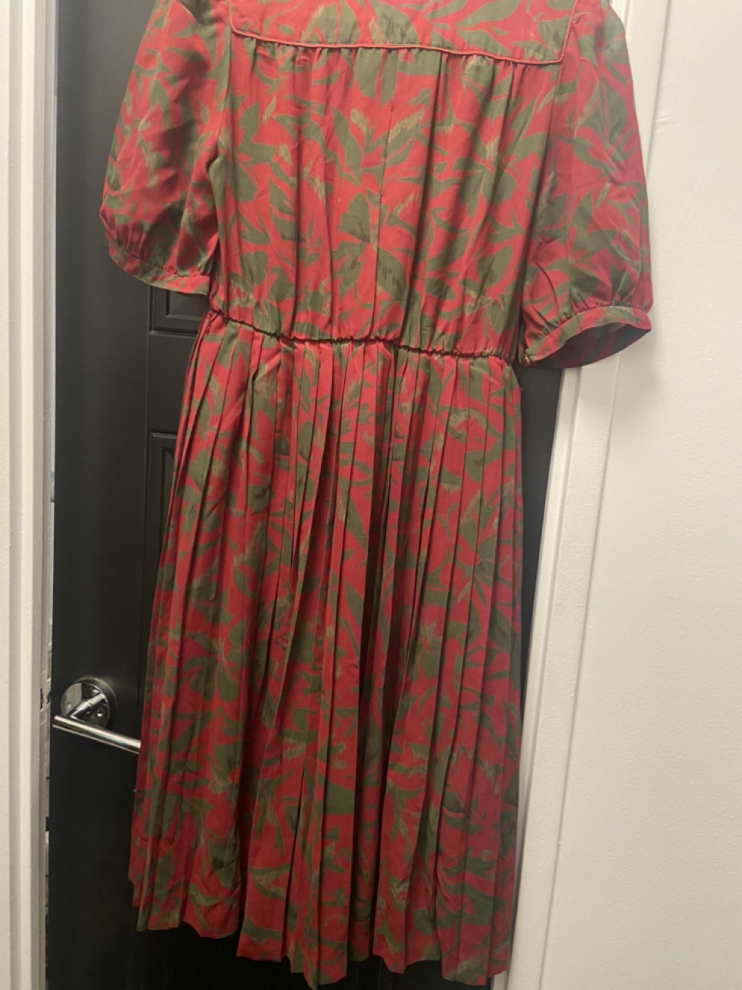 Vintage red and green floral midi dress
