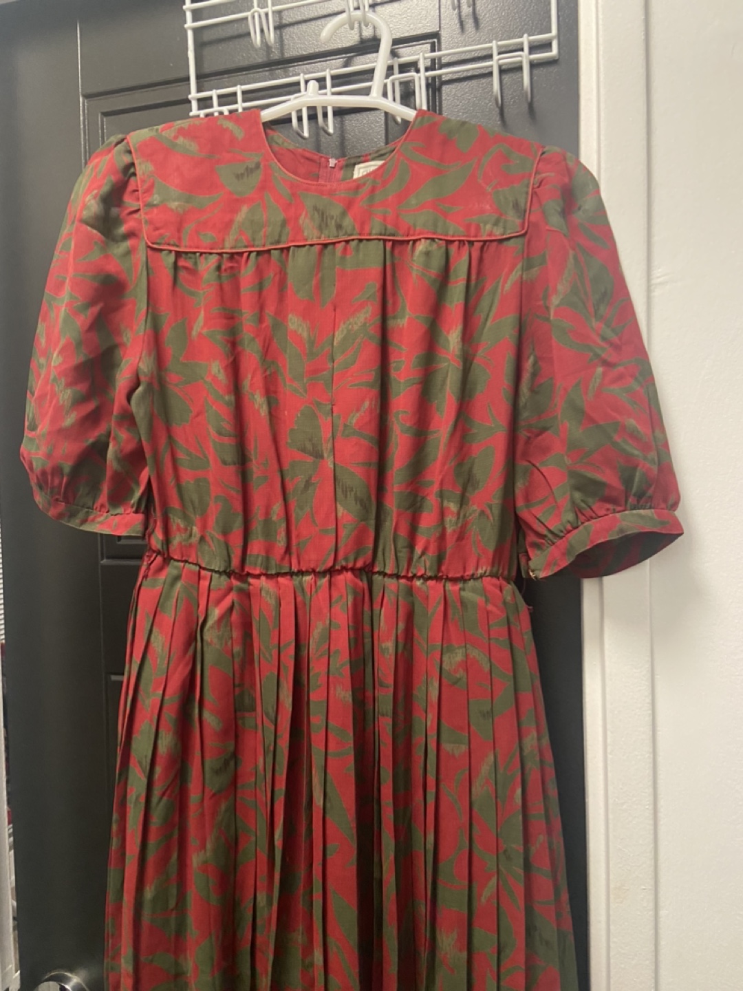Vintage red and green floral midi dress - photo 2