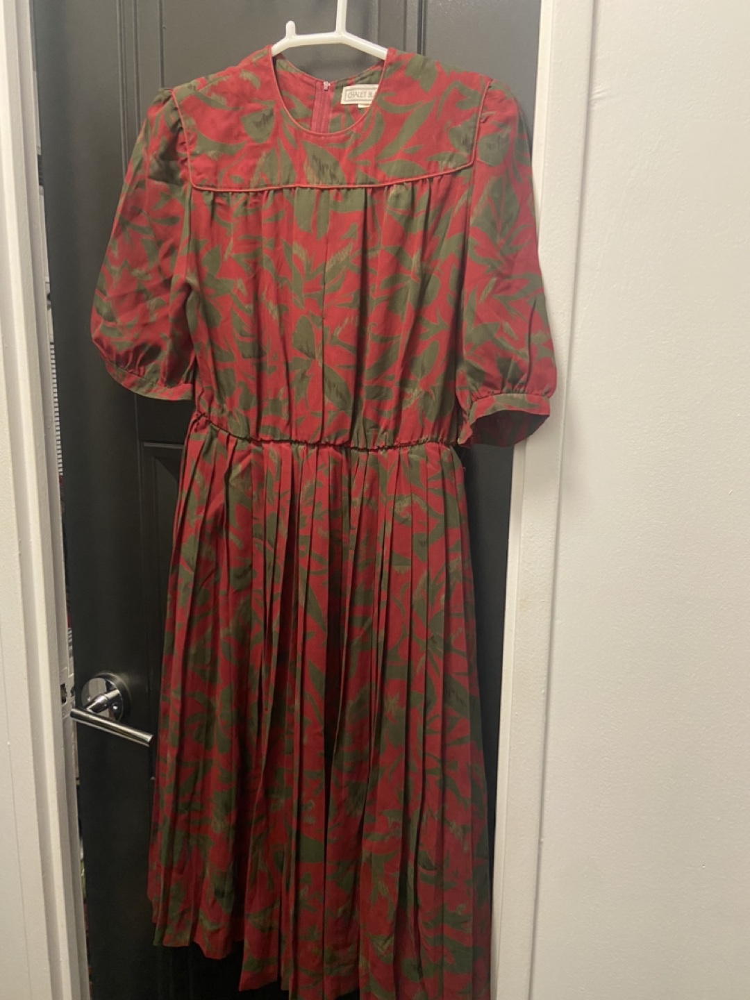 Vintage red and green floral midi dress - photo 3