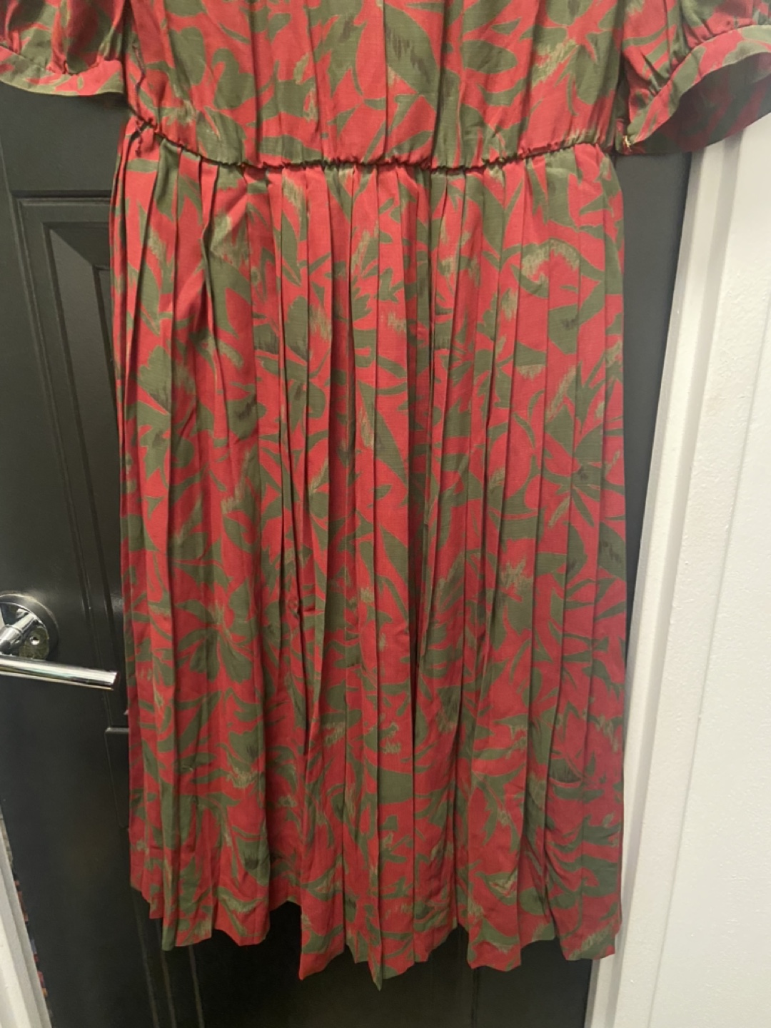 Vintage red and green floral midi dress - photo 5